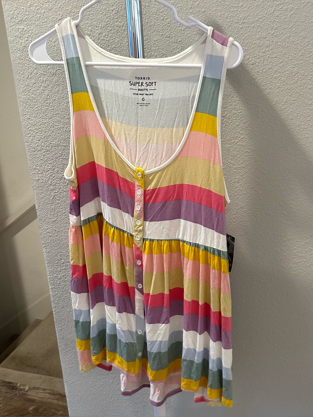 NWT TORRID Striped Tank Top “Super Soft” Button Front, Women’s Size 12